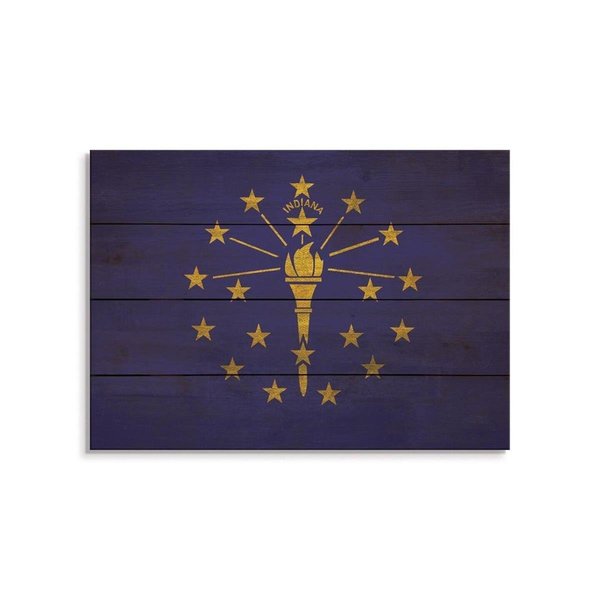 Wile E. Wood 20 x 14 in. Indiana State Flag Wood Art FLIN-2014
